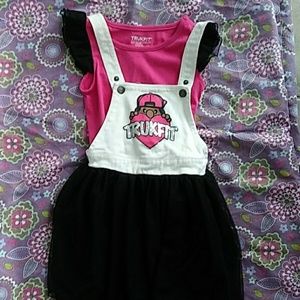 Girl overall dress and shirt